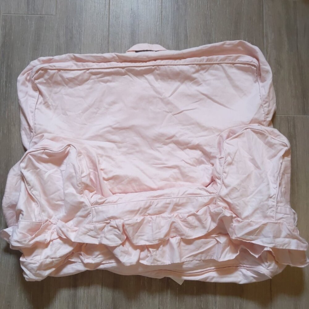 Pottery Barn Ruffle Anywhere Chair Slipcover ONLY Dusty Blush Pink mono removed